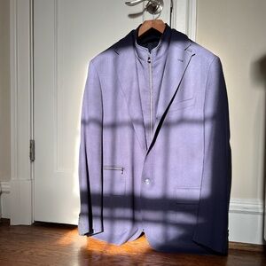 Corneliani Royal blue silk and wool jacket with inner vest